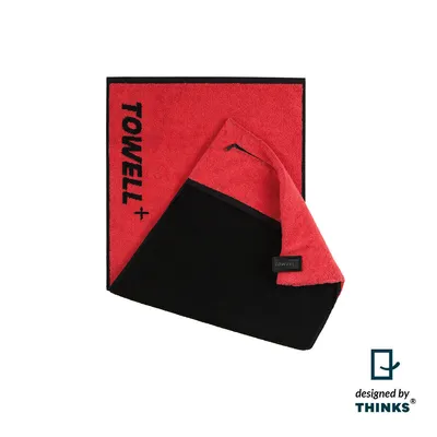 Produktbild von Stryve | Towell + Sporthandtuch | 40x90cm | integrierter Tasche | Rot Schwarz | 100% Baumwolle | ideal für Fitnessstudio & Outdoor-Aktivitäten