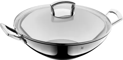 Produktbild von Wok WMF so sklenenou pokrievkou 36 cm, nerezová oceľ Cromargan, vhodný na indukciu, vhodný do umývačky riadu