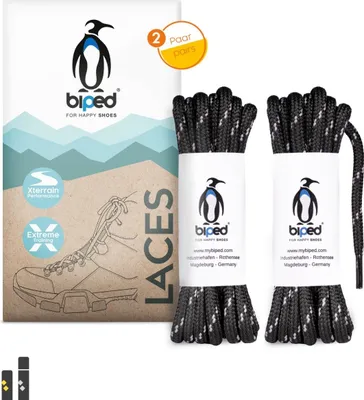 Produktbild von biped LACES 2 Paar runde Schnürsenkel ø 3,5 mm extra robust z2903(schwarz/grau,160 cm)