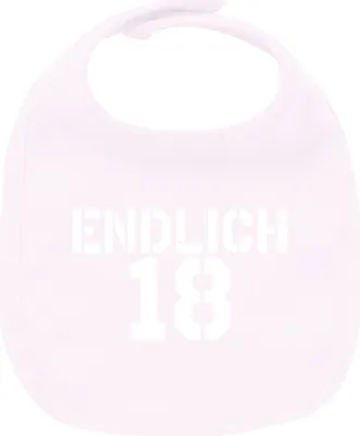 Produktbild von Huuraa Unisex Babylatz Endlich 18 Schriftzug Geschenk Babypink  Baumwolle Endlich 18 Mitbringsel