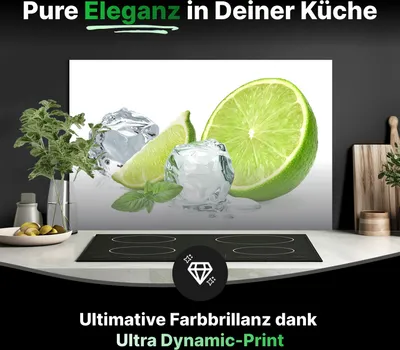Produktbild von Spritzschutz Küchenrückwand Glas 125 x 40 cm Eiswürfel mit saftiger Limette - RUECKWAND24