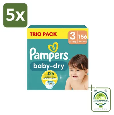 Productafbeelding van 5 x Pampers Baby-Dry luiers, maat 3, 6-10 kg - grootverpakking - 5 stuks