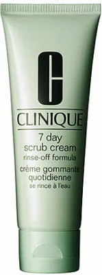 Produktbild von Clinique 7 Day Scrub Cream Rinse-Off Formula, Reinigendes Peeling, Mischhaut, trockene Haut, normale Haut, ölige Haut, Empflindliche Haut, Nasse Haut, Peeling, Tube, Massage over makeup-free skin, avoiding eye area. Rinse or tissue off., 100 ml