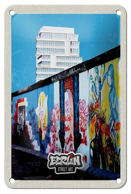 Produktbild von Blechschild Reise 12x18cm Berlin Hochhaus Graffiti Kunst Straße Schild