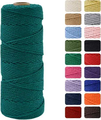 Produktbild von 3mm Makramee Schnur 100 m, Dunkelgrün, 100% Baumwolle, für DIY Bastelprojekte