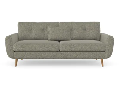 Produktbild von Harris 3-Sitzer-Sofa, Massivholzkonstruktion, skandinavischer Stil, Hohe Beine aus Eichenholz, gewachst, Chenille-Stoff Puente 33 Grün