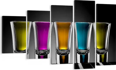 Produktbild von Bild auf Leinwand - Leinwandbild - Gläser Alkohol trinken Saft - 100x60cm - Wand Bild - Wanddeko - Leinwanddruck - Bilder - Kunstdruck - Wanddekoration - Leinwand bilder - Wandkunst - EG100x60-2194