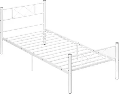 Produktbild von Bettrahmen 200x90 cm Einzelbettgestell Stahl Bettgestell 88 cm Schlafzimmer Gaestezimmer Weiss Ohne Matratze Einzelbett Jugendbett Kinderbett