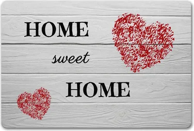 Produktbild von HOME sweet HOME Fußmatte in 40x60 cm ohne Rand mit Herz und in Holzoptik