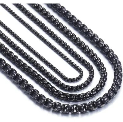 Produktbild von Box Kette Edelstahl Schwarz 2-5 mm Breite 45-80 cm Länge