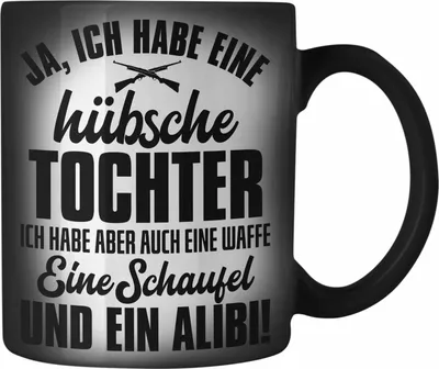 Produktbild von Trendation - Papa Farbwechsel Zauber-Tasse Geschenk von Tochter für Vater Hübsche Tochter Geschenkidee Karabiner Farbwechsel Zauber-Tasse Edelstahl (Schwarz)