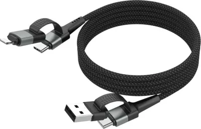 Image de ANSMANN 1700-0188 ANSMANN Câble magnétique 4-en-1 pour données et recharge, 1,2 m, noir