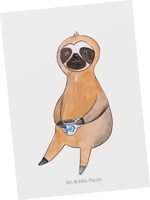 Produktbild von Mr. & Mrs. Panda Postkarte Faultier Kaffee - Weiß - Geschenk, Coffeelover, Fotokarte, Grußkarte, bildkarte, Ansichtskarte, Coffeeaddict, Coffee, Postkarten, Kaffeetasse