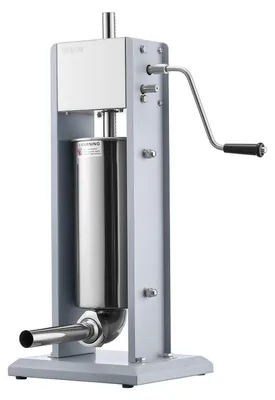 Produktbild von Manuelle Wurstfüllmaschine, 11 lbs / 5 l vertikale Fleischfüllmaschine, robuste Wurstfüllmaschine für Wursthüllen, Edelstahl-Füllmaschine mit zwei Geschwindigkeitsstufen und 5 Füllrohren, für den gewerblichen und privaten Gebrauch