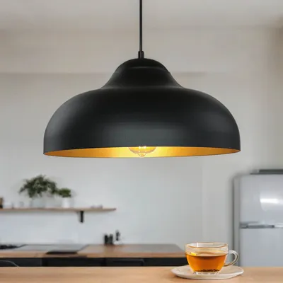 Produktbild von Hängelampe Schwarz Gold Ø 40 cm E27 Metall Esszimmer Küche Pendelleuchte