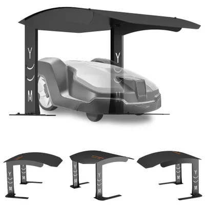 Produktbild von Mähroboter Garage Metall 70x55x41 cm – kompakter Unterstand, wetterfest, UV- & Regenschutz, platzsparend, stabil, für Rasenmähroboter, schwarz
