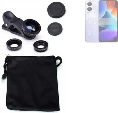 Produktbild von K-S-Trade Smartphone Kamera Linsen Set Kompatibel mit Blackview Color 8 3in1 Clip-On Kamera Adapter Macro Weitwinkel FishEye Fischauge Objektiv Linse