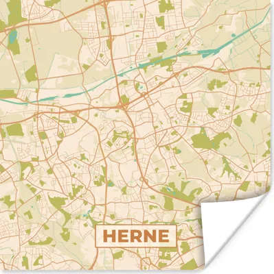 Produktbild von MuchoWow® Poster Vintage - Stadtplan - Herne - Karte 75x75 cm - Wand Dekoration