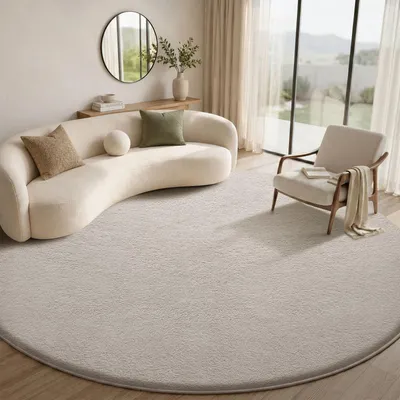 Produktbild von Moderne Kurzflor Teppich für Wohnzimmer, Rund, 120 cm