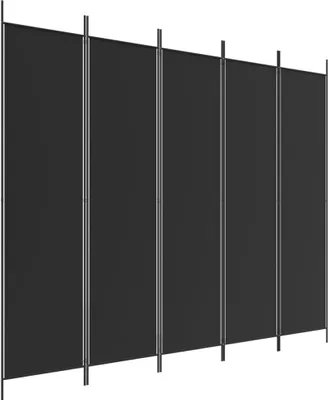 A black outdoor privacy screen with metal poles.