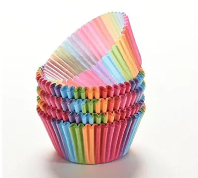 100 Regenbogen-Backförmchen, Cupcake-Förmchen, 7 x 4,5 x 3 cm