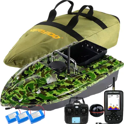 Produktbild von VERY100 GPS Futterboot Einzeltrichter Angelköder Boot 500M+LCD GPS Fischfinder mit Sonarsensor+3 Batterie 5200mAh+Handtasche