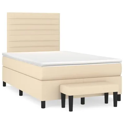 Produktbild von vidaXL Boxspringbett mit Matratze Creme 120x200 cm Stoff