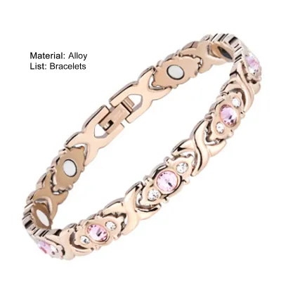 Produktbild von Frauen Armband Dicke Kette Schnalle Verschluss Glänzend Magnetische Gesundheit Energie Armband Schmuck Zubehör-Roségold