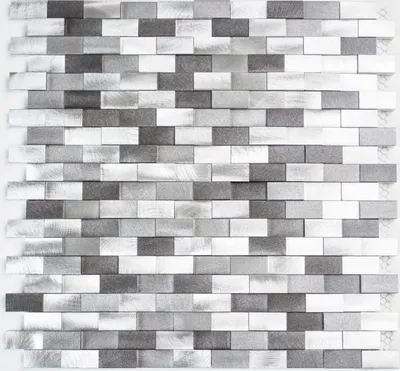 Produktbild von Mosaik Rückwand Aluminium Brick 3D alu silber schwarz MOS49-0208_f