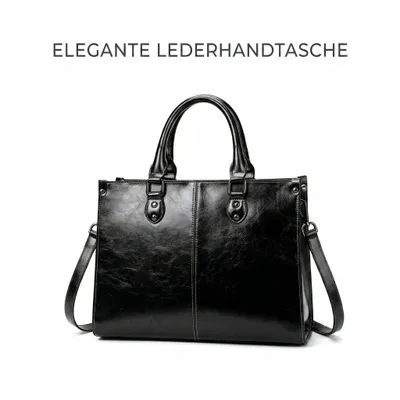 Immagine prodotto di Borsa da donna nera, elegante borsa da lavoro con manici, borsa a tracolla con tracolla, ecopelle di alta qualità