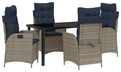 Immagine prodotto di Set da Pranzo per Giardino 5 pcs Grigio e Nero Rattan