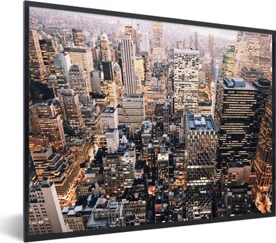 Produktbild von MuchoWow® Gerahmtes Poster New York - NYC - Amerika 80x60 cm - Poster mit Schwarzem Bilderrahmen Wandposter Rahmen Foto Bilder - Schwarzem - Mit Gestell