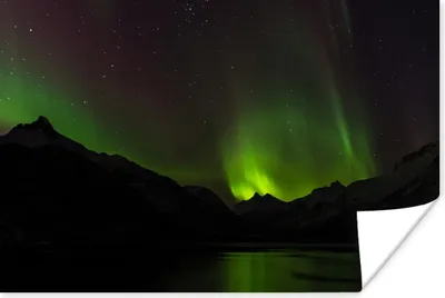 Produktbild von MuchoWow® Poster Aurora - Sternenhimmel - Berge 120x80 cm - Bilder