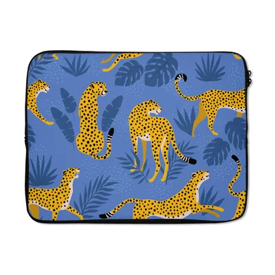 Produktbild von MuchoWow® Laptop Hülle 14 ZollMuster - Panther - Blau Laptoptasche - Laptoptasche - Stoßsicher - Schutzhaube