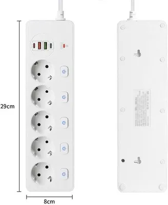 Produktbild von Verlängerungskabel mit mehreren Anschlüssen und 4 schnellen USB-Anschlüssen (weiß)