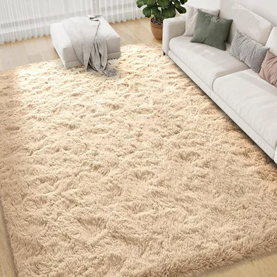 Zdjęcie produktu dla Omgoods - Miękki, puszysty dywan z długim włosiem, 150 x 240 cm, beżowy - wyjątkowo miękki, antypoślizgowy, idealny do salonu i sypialni