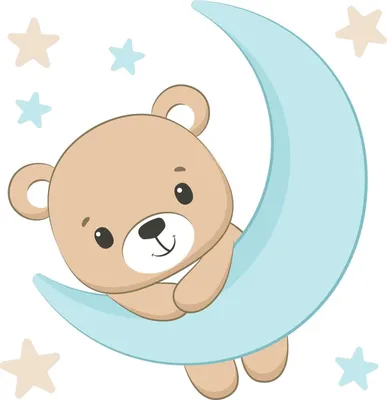 Produktbild von Wandaufkleber Kinderzimmer – Wandsticker für Baby & Kinder – Selbstklebende Wanddekoration – Abnehmbar ohne Rückstände – Deko für Mädchen & Jungen - Pastellfarbener Teddybär auf dem Mond mit Sternen80x88 cm