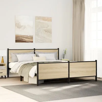 Immagine prodotto di Maison Exclusive - Letto in metallo senza materasso, rovere Sonoma, 183x213 cm