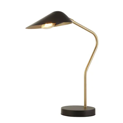 Produktbild von Schreibtischlampe Metall verstellbar 64,1 cm in Gold Schwarz matt E14 Retro Design Tischleuchte