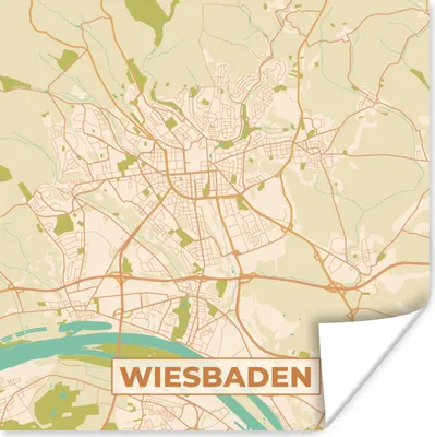 Produktbild von MuchoWow® Poster Karte - Wiesbaden - Vintage - Stadtplan 75x75 cm - Wand Dekoration