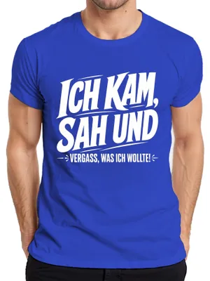 Produktbild von Ich kam sah und vergass was ich wollte Lustig Statement Sarkasmus Herren T-Shirt, Blau, XL