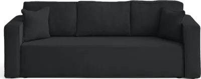 Image de Best Mobilier Topaze - canapé droit 3 places convertible avec coffre en velours texturé , Noir