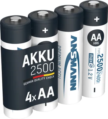 Produktbild von ANSMANN Akku AA 2500mAh Mignon NiMH 1,2V - 1000x wiederaufladbar (4 Stück)