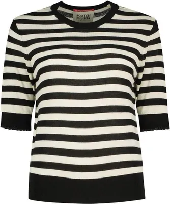 Produktbild von Scotch & Soda 177708 Kurzarm-pullover Weiß,Schwarz L Damen Weiß,Schwarz L