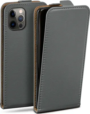 Produktbild von moex® Flip Case kompatibel mit Apple iPhone 12 Pro Max - Hülle mit 360 Grad Schutz, Dunkelgrau