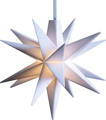 Produktbild von 3D LED Stern Ø 8 cm Weiß mit Timer Weihnachtsstern Batterie Ministern Innen Kunststoff Stern klein Leuchtstern Deko für innen Indoor