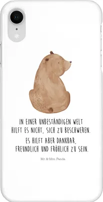 Produktbild von Mr. & Mrs. Panda Iphone XR Handyhülle Bär Schulterblick - Weiß - Geschenk, Handy Case, Motivation, Selbstachtung, Premium Kunststoff, Bären, Bärenliebe, Weisheit, Teddy
