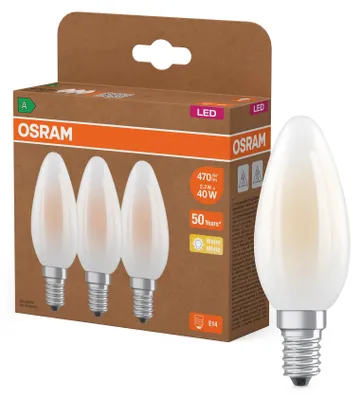 Obrázok produktu pre Žiarovka OSRAM LED CLASSIC B ENERGY EFFICIENCY A 2,2 W 827 Frosted E14 Teplá biela 4099854338694
