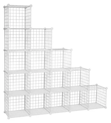 Obrázek produktu pro Regálová skříň se 16 přihrádkami – Modulární systém úložného prostoru – Bílá barva – 123 x 31 x 123 cm