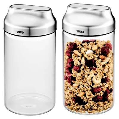 Produktbild von KIPPO Vorratsdosen 2er-Set 1000 ml | Borosilikatglas mit Kippdeckel und Silikondichtung | Funktionales und stilvolles Dosieren